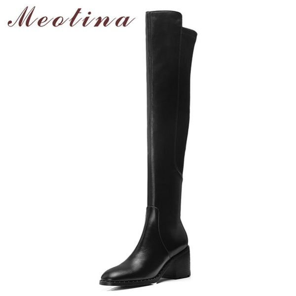 boots meotina winter over the knee women genuine leather thick high heel long slim stretch zipper shoes lady autumn 34-39, Black
boots meotina winter over the knee women genuine leather thick high heel long slim stretch zipper shoes lady autumn 34-39, Black