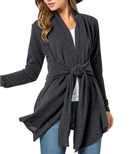 women bandage irregular cardigan coat long sleeve v neck designer clothes ladies solid autumn coats, Black;brown
women bandage irregular cardigan coat long sleeve v neck designer clothes ladies solid autumn coats, Black;brown