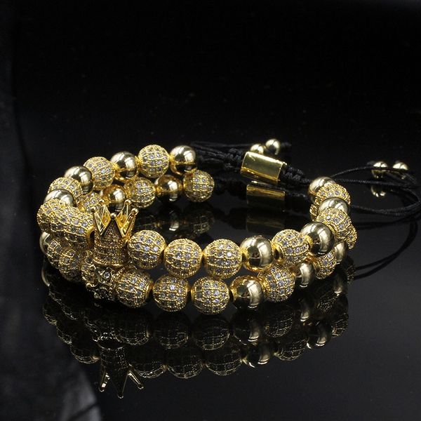 men braceletsluxury crown charm 8mm micro pave cz round braided macrame bracelet pulseira feminina handmade jewelry women gift, Golden;silver
men braceletsluxury crown charm 8mm micro pave cz round braided macrame bracelet pulseira feminina handmade jewelry women gift, Golden;silver