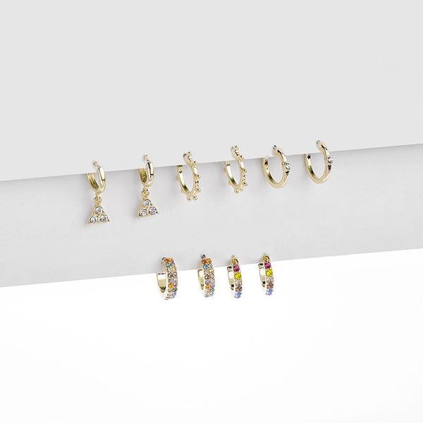 f.i.n.s 5 pairs/set luxury gold color alloy colorful crystal small hoop earrings for women unusual earrings fashion jewelry, Golden;silver
f.i.n.s 5 pairs/set luxury gold color alloy colorful crystal small hoop earrings for women unusual earrings fashion jewelry, Golden;silver