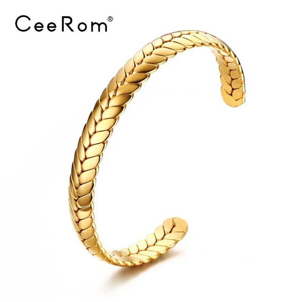 ceerom wheat pattern cuff bracelet gold color stainless steel punk bracelets bangles for women jewelry pulseira, Black
ceerom wheat pattern cuff bracelet gold color stainless steel punk bracelets bangles for women jewelry pulseira, Black