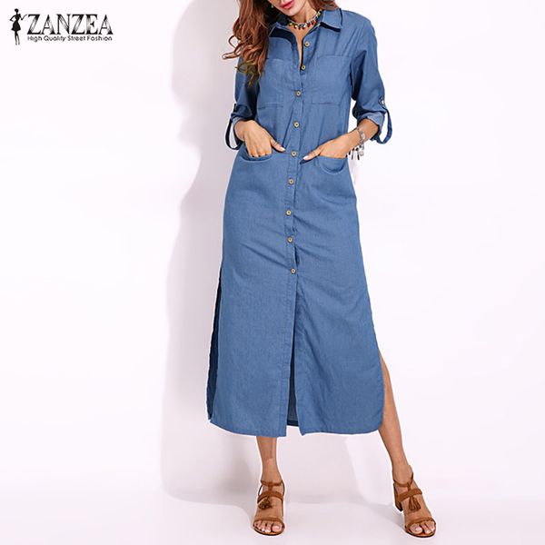 zanzea 2020 women's sundress plus size denim spring button maxi dress shirt dresses vestido female split lapel party robe femme, Black;gray
zanzea 2020 women's sundress plus size denim spring button maxi dress shirt dresses vestido female split lapel party robe femme, Black;gray