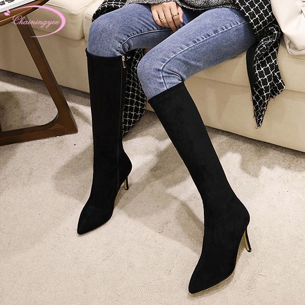simple pointed toe flock knee-high boots slimming black apricot red yellow high-heeled stiletto riding boots women's shoes
simple pointed toe flock knee-high boots slimming black apricot red yellow high-heeled stiletto riding boots women's shoes