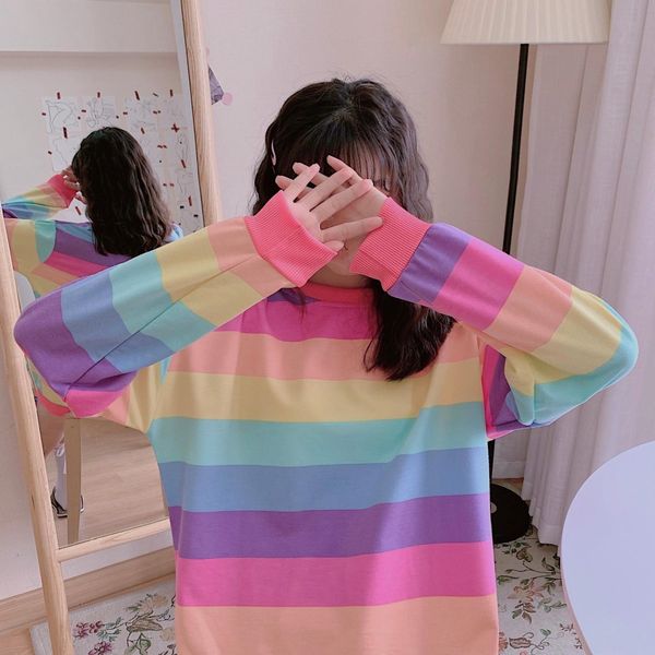 2020 autumn and winter rainbow striped coat hoodiehoodie hoodielong sleeve hoodie women's korean style loose harajuku thin coat bkhqv, Black
2020 autumn and winter rainbow striped coat hoodiehoodie hoodielong sleeve hoodie women's korean style loose harajuku thin coat bkhqv, Black