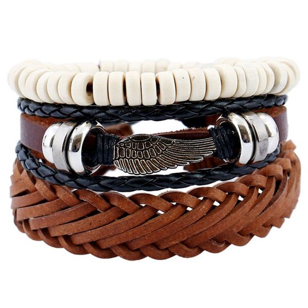 men's retro set cowhide charm bracelets lace-up casual sporty feather rope chain friendship snap button gifts for men, Golden;silver
men's retro set cowhide charm bracelets lace-up casual sporty feather rope chain friendship snap button gifts for men, Golden;silver