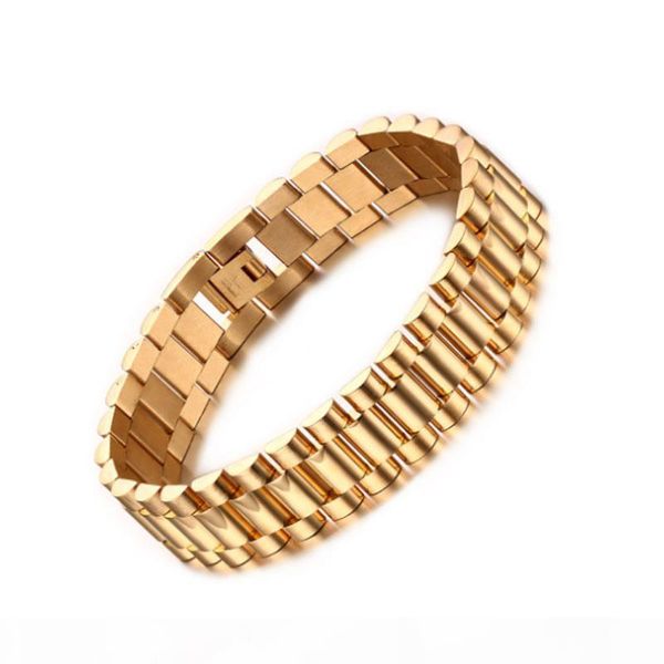 mens 15mm watch band bracelet gold plated stainless steel strap solid linkks cuff bangles 22cm length fashion jewelry gifts, Black
mens 15mm watch band bracelet gold plated stainless steel strap solid linkks cuff bangles 22cm length fashion jewelry gifts, Black