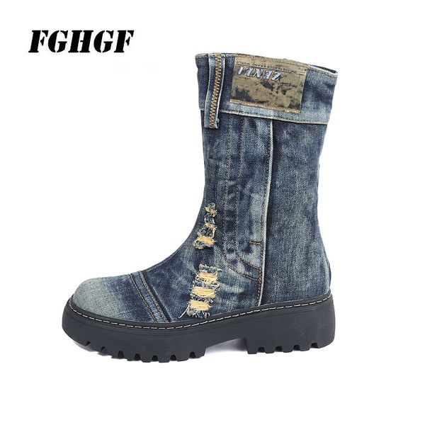 tide models versatile new canvas women's shoes in autumn and winter in the tube martin boots denim do old thick with non-slip th, Black 
tide models versatile new canvas women's shoes in autumn and winter in the tube martin boots denim do old thick with non-slip th, Black