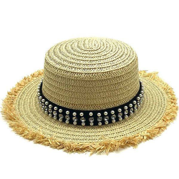 2020 summer flat sun hats for women chapeau feminino straw hat panama style cappelli side with pearl beach bucket cap girl e, Blue;gray
2020 summer flat sun hats for women chapeau feminino straw hat panama style cappelli side with pearl beach bucket cap girl e, Blue;gray