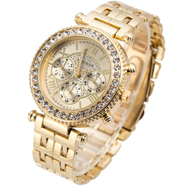 jameker watch women diamond brand gold crystal luxury quartz watches stainless steel women's wristwatches geneva ladies watches, Slivery;brown
jameker watch women diamond brand gold crystal luxury quartz watches stainless steel women's wristwatches geneva ladies watches, Slivery;brown