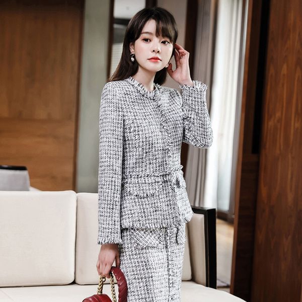 two piece dress ladies 2 skirt suit blazer and set 2021 autumn winter business office tweed women, White
two piece dress ladies 2 skirt suit blazer and set 2021 autumn winter business office tweed women, White
