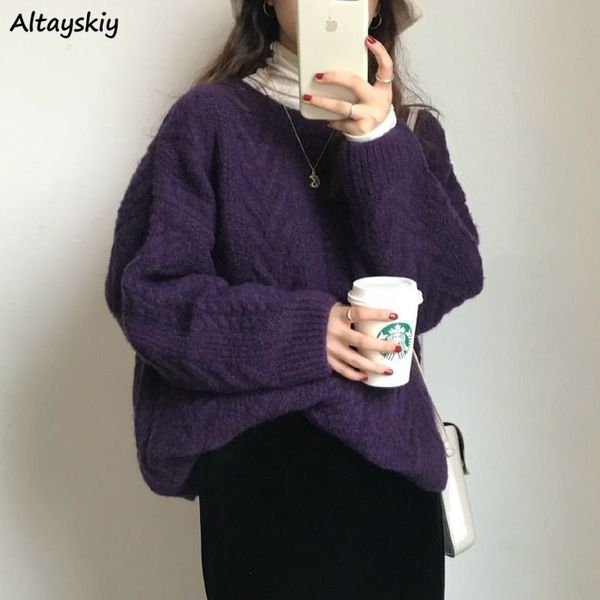 pullovers women vintage purple harajuku simple ulzzang trendy ladies knitwear long sleeve winter fall basic femme sweater chic, White;black
pullovers women vintage purple harajuku simple ulzzang trendy ladies knitwear long sleeve winter fall basic femme sweater chic, White;black