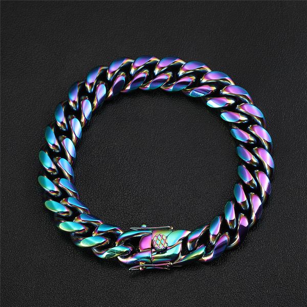 men stainless bracelet 12mm 7/8/9inch colorful gold plated stainless steel cuban chains bracelet for men gift, Black
men stainless bracelet 12mm 7/8/9inch colorful gold plated stainless steel cuban chains bracelet for men gift, Black