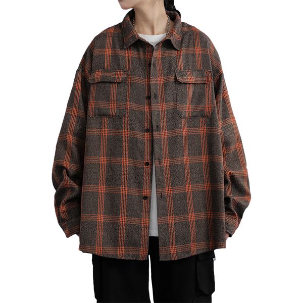 autumn 2020 new men's and women's long sleeve shirt loose shirt plaid casual coat top, White
autumn 2020 new men's and women's long sleeve shirt loose shirt plaid casual coat top, White