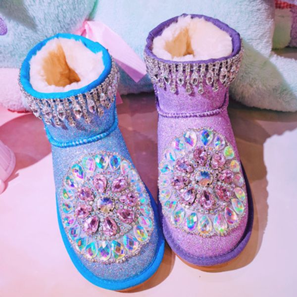 2020 winter new macarons handmade diamond tassel sequins fashion flat bottom plus velvet thickened women snow boots, Black
2020 winter new macarons handmade diamond tassel sequins fashion flat bottom plus velvet thickened women snow boots, Black