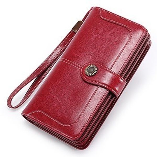 women clutch cow leather wallet female hasp long wallet women zipper purse strap money bag purse for iphone 7-8, Red;black
women clutch cow leather wallet female hasp long wallet women zipper purse strap money bag purse for iphone 7-8, Red;black