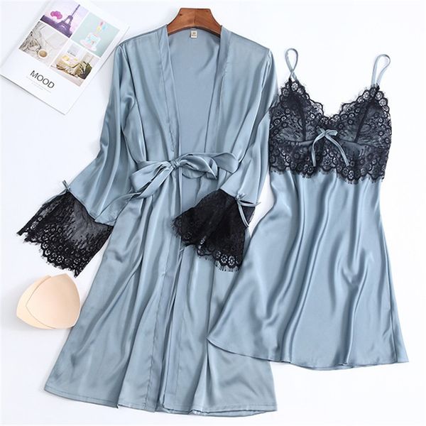 women satin silk kimono robe set summer lace night wear gown sleepwear bride bridesmaid bathrobe home clothes nightwear, Black;red
women satin silk kimono robe set summer lace night wear gown sleepwear bride bridesmaid bathrobe home clothes nightwear, Black;red