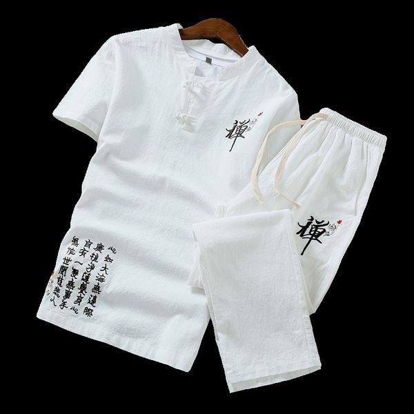cotton and linen short-sleeved men tshirt and drawstring strap ankle length pants chinese style summer men two-piece set, Gray
cotton and linen short-sleeved men tshirt and drawstring strap ankle length pants chinese style summer men two-piece set, Gray