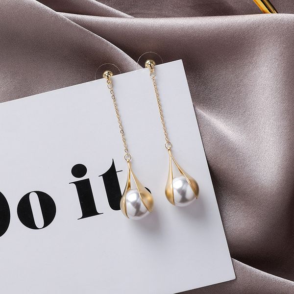new elegant pearl drop earrings for women water drop long tassel gold dangle earrings fashion modern wedding jewelry gift, Silver
new elegant pearl drop earrings for women water drop long tassel gold dangle earrings fashion modern wedding jewelry gift, Silver