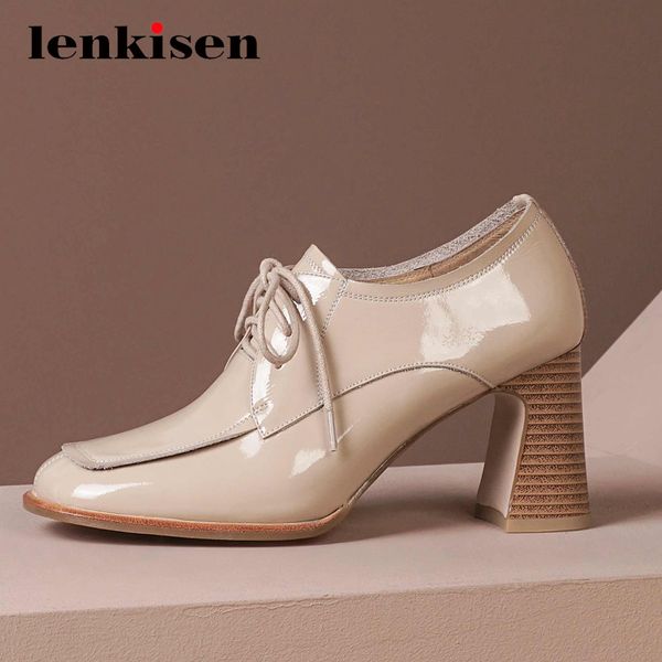 lenkisen european style real leather high street fashion round toe thick high heel lace up beauty lady dress women pumps l5f1, Black
lenkisen european style real leather high street fashion round toe thick high heel lace up beauty lady dress women pumps l5f1, Black