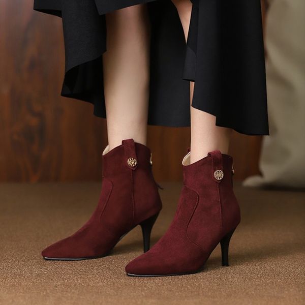 elegant shoes women super high thin heel pointed toe zipper metal decoration winter outside warm office women ankle boots, Black
elegant shoes women super high thin heel pointed toe zipper metal decoration winter outside warm office women ankle boots, Black