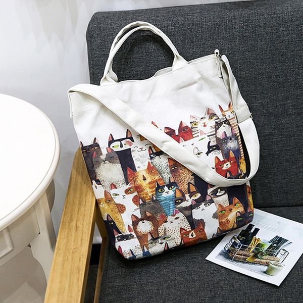 women handbag canvas cartoon cats printing shoulder beach bags casual female tote shopping bag female casual
women handbag canvas cartoon cats printing shoulder beach bags casual female tote shopping bag female casual