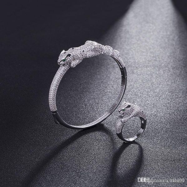 women leopard diamond bangle 925 silver animal panther panthère de head classic stone bracelet woman party hollow bangles, Black 
women leopard diamond bangle 925 silver animal panther panthère de head classic stone bracelet woman party hollow bangles, Black