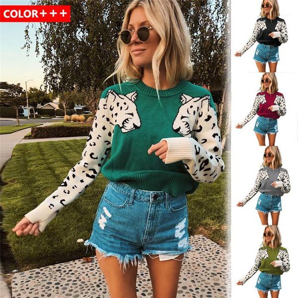 clothing women designer sweater colorful leopard print o neck long sleeve womens sweater wool winter ladies, White;black
clothing women designer sweater colorful leopard print o neck long sleeve womens sweater wool winter ladies, White;black