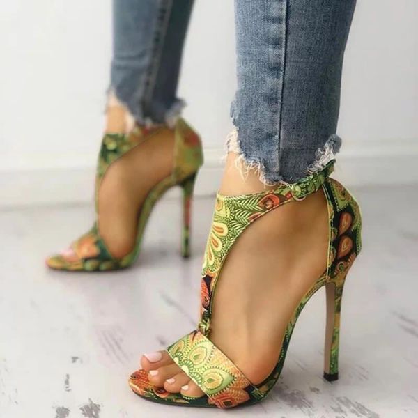 women summer fashion printed fine heel sandals fish mouth hollow high heels sandals fall street shoes, Black
women summer fashion printed fine heel sandals fish mouth hollow high heels sandals fall street shoes, Black