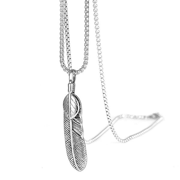 men's stainless steel necklace hip hop feather leaves personality punk titanium steel accessories jewelry, Silver
men's stainless steel necklace hip hop feather leaves personality punk titanium steel accessories jewelry, Silver