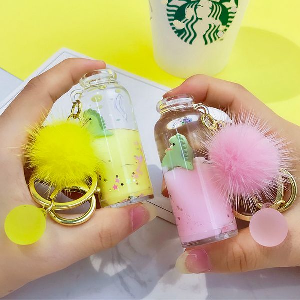 floating cute dinosaur milk bottle key chain mink ball liquid quicksand key chain lovers ring car bag pendant couple gift, Silver
floating cute dinosaur milk bottle key chain mink ball liquid quicksand key chain lovers ring car bag pendant couple gift, Silver