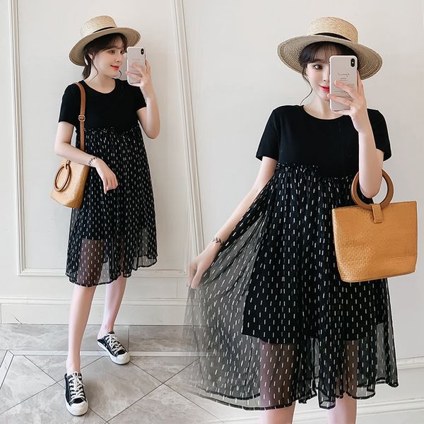 maternity dress printed chiffon patchwork short-sleeved maternity dress chiffon for pregnant women, White
maternity dress printed chiffon patchwork short-sleeved maternity dress chiffon for pregnant women, White