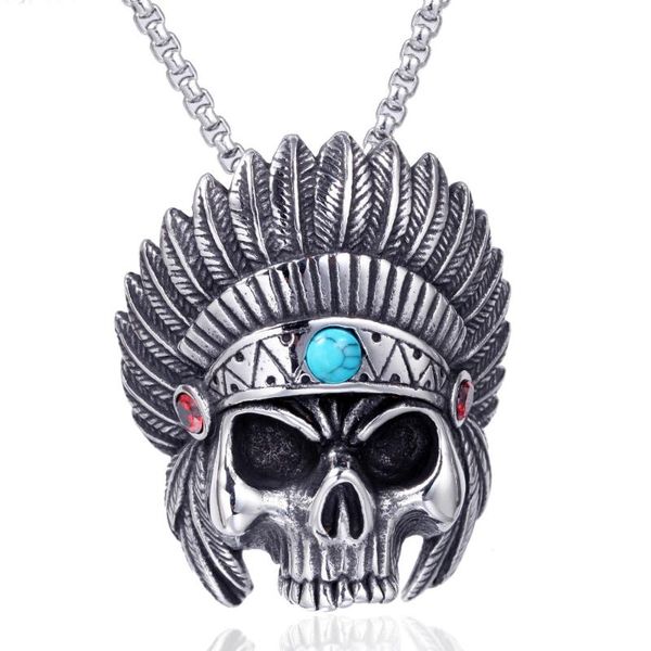 stainless steel tribal barbarians skull pendant necklace turquoises inlay skull punk rock necklace jewelry gift for him, Silver
stainless steel tribal barbarians skull pendant necklace turquoises inlay skull punk rock necklace jewelry gift for him, Silver