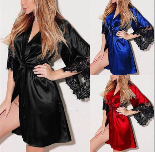 fashion pajama dress lingerie with robe long sleeve lace nightgown with belt sleepwear satin women bridesmaid bathrobe, Black;red
fashion pajama dress lingerie with robe long sleeve lace nightgown with belt sleepwear satin women bridesmaid bathrobe, Black;red