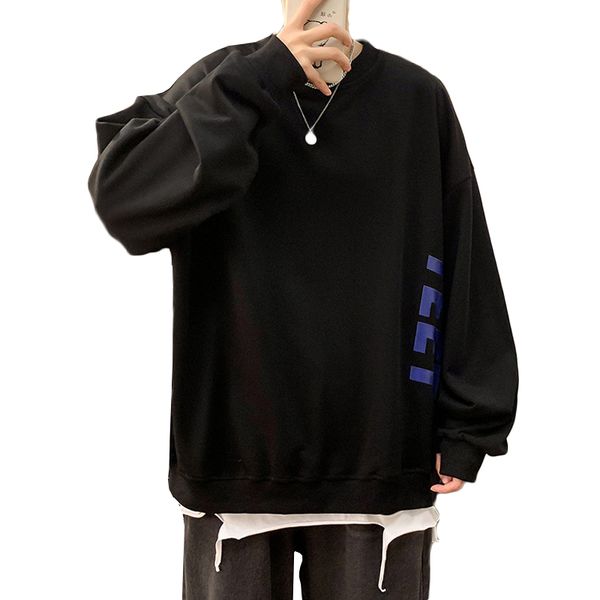 new men's hoodies sweetshirt men's and women's letter printing crew neck pullover loose cartoon sweater ing, Black 
new men's hoodies sweetshirt men's and women's letter printing crew neck pullover loose cartoon sweater ing, Black