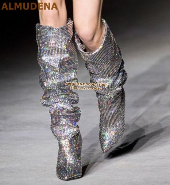 almudena brand spike heel bling bling nightclub tall boots luxurious knee high loose folded wedding banquet shoes long boot, Black
almudena brand spike heel bling bling nightclub tall boots luxurious knee high loose folded wedding banquet shoes long boot, Black