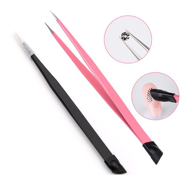 nail art kits stainless steel tweezers silicone pressing head for sticker rhinestones picker straight curved manicuree tool
nail art kits stainless steel tweezers silicone pressing head for sticker rhinestones picker straight curved manicuree tool