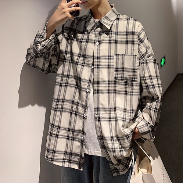 hip hop streetwear casual plaid shirt men long sleeve loose spring autumn korea clothes bn027, White;black
hip hop streetwear casual plaid shirt men long sleeve loose spring autumn korea clothes bn027, White;black