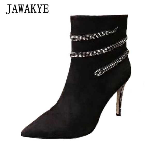 snake crystal ankle party boots for women pointy toe suede thin high heel shoes woman 2020 autumn bride wedding shoes, Black
snake crystal ankle party boots for women pointy toe suede thin high heel shoes woman 2020 autumn bride wedding shoes, Black