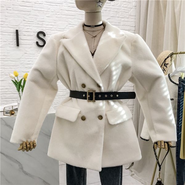 new autumn winter all-match double breasted mink cashmere woolen jacket coat for women solid color keep warm suits outwear, Black
new autumn winter all-match double breasted mink cashmere woolen jacket coat for women solid color keep warm suits outwear, Black