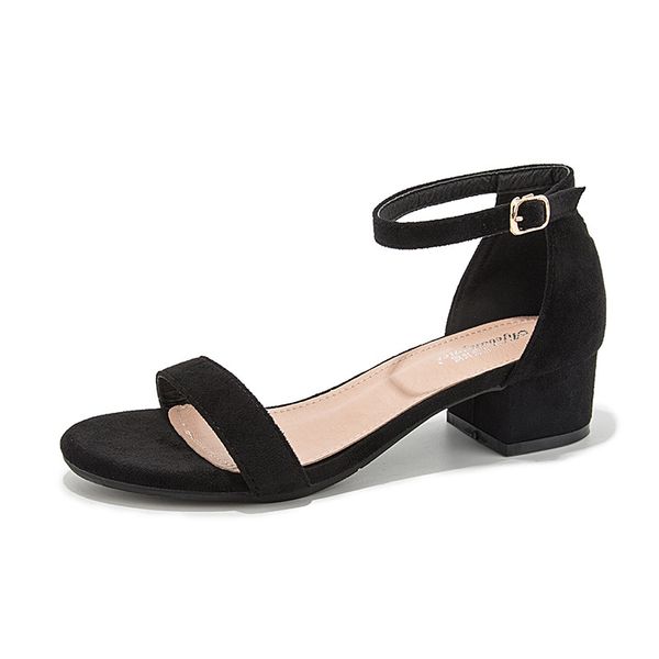 sandals high heel women shoes flock suede summer word buckle thick 4cm ladies, Black
sandals high heel women shoes flock suede summer word buckle thick 4cm ladies, Black