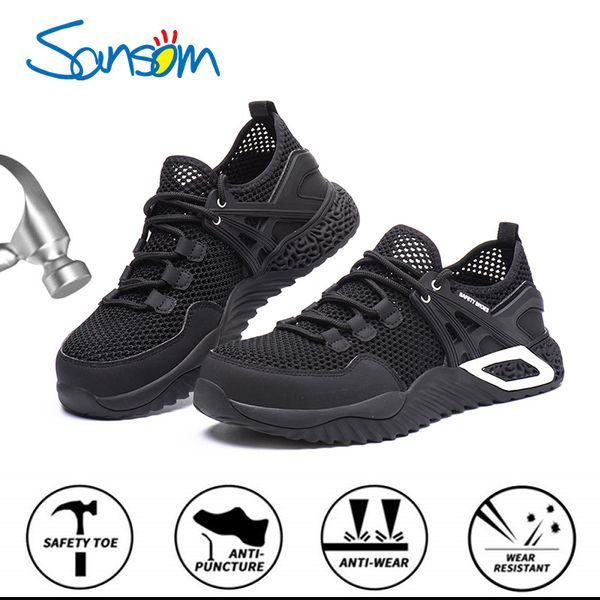 sansom summer breathable work safety shoes for men steel cap anti-smashing working shoes construction indestructible, Black
sansom summer breathable work safety shoes for men steel cap anti-smashing working shoes construction indestructible, Black