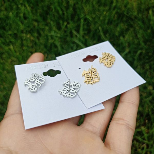 10pairs stainless steel ear studs gothic font jewelry old english f off stud earrings for baby girl gold filled brincos, Golden;silver
10pairs stainless steel ear studs gothic font jewelry old english f off stud earrings for baby girl gold filled brincos, Golden;silver