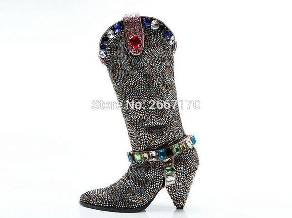 2020 fashion brand women crystal knee high boots multicolored jewel embellished long booties pointed toe spike heels knight bota, Black
2020 fashion brand women crystal knee high boots multicolored jewel embellished long booties pointed toe spike heels knight bota, Black