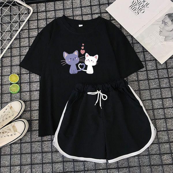 2020 summer clothes for women 2 piece set and pants cartoon cat print t shirt and sports shorts set casual female tracksuit x0923, Gray
2020 summer clothes for women 2 piece set and pants cartoon cat print t shirt and sports shorts set casual female tracksuit x0923, Gray