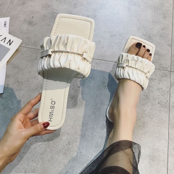 sandals pleated metal stripes open toe flip flops femme comfy crystal embellish folds sandalias wrinkle square flats women, Black
sandals pleated metal stripes open toe flip flops femme comfy crystal embellish folds sandalias wrinkle square flats women, Black