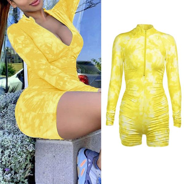 women long sleeve zip jumpsuit gradient tie-dye bulift biker shorts playsuit new 2020, Black;white
women long sleeve zip jumpsuit gradient tie-dye bulift biker shorts playsuit new 2020, Black;white