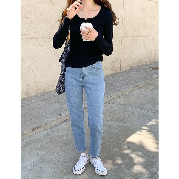 tg high waist straight jeans women's 2020 autumn new versatile casual skinny pants slimming pants 12135, Black;white
tg high waist straight jeans women's 2020 autumn new versatile casual skinny pants slimming pants 12135, Black;white