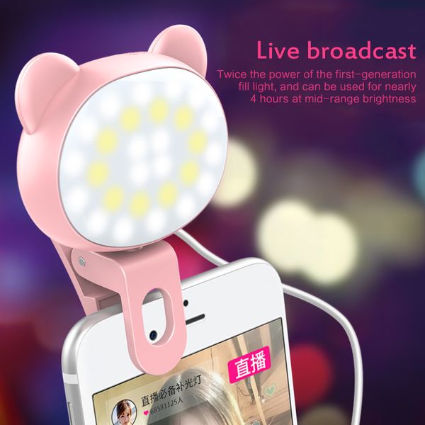 

portable live broadcast fill light 360° rotatable mobile phone fill light 3 gears dimming led selfie ring 32 lamp beads