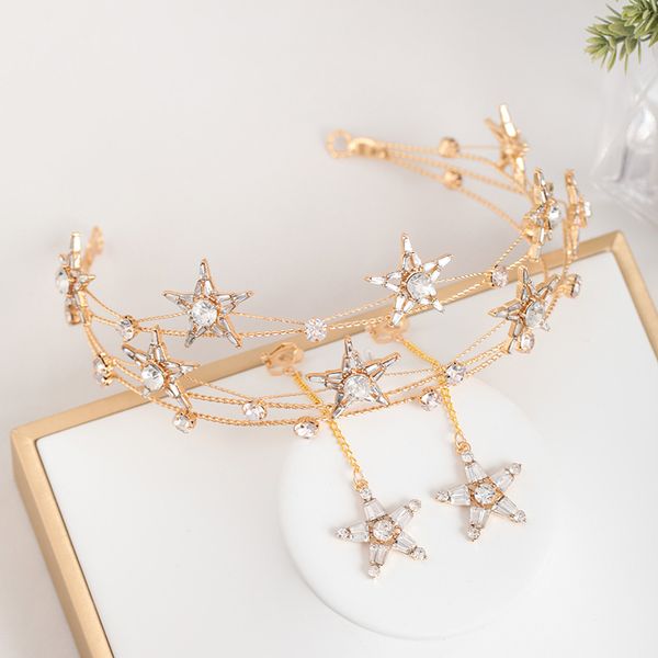 forseven shining star crystal multilayer hairbands pendant earrings headbands for women girls bride noiva wedding jewelry sets, Silver
forseven shining star crystal multilayer hairbands pendant earrings headbands for women girls bride noiva wedding jewelry sets, Silver