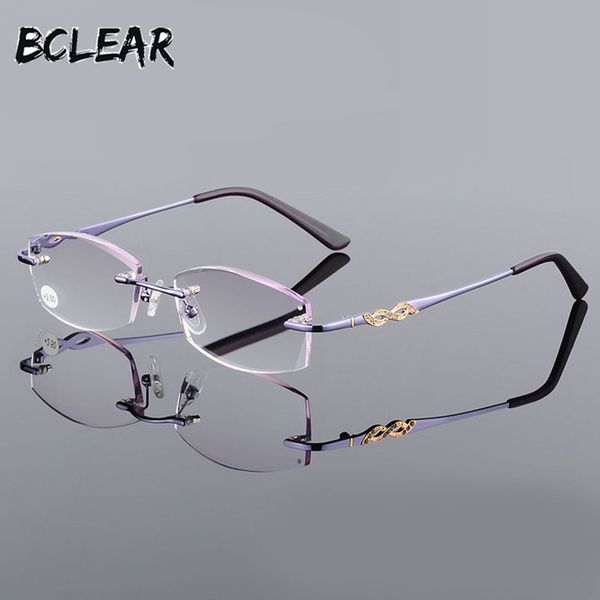 bclear classic women diamond trimming reading glass brand high-grade metal alloy frameless elegant female reading glasses, White;black
bclear classic women diamond trimming reading glass brand high-grade metal alloy frameless elegant female reading glasses, White;black